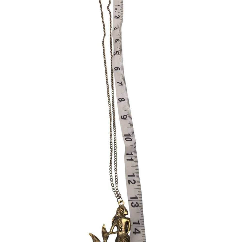 Martine Mail Mermaid Antique Gold Tone Unisex Necklace - Picture 3 of 11